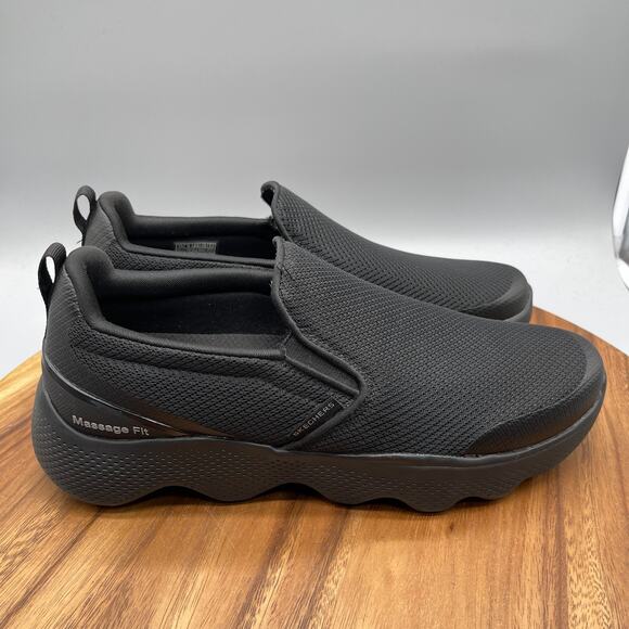 Skechers Go Walk Massage Fit Ripple Shoes Mens Size 10 Black Slip On Comfort - Picture 1 of 8